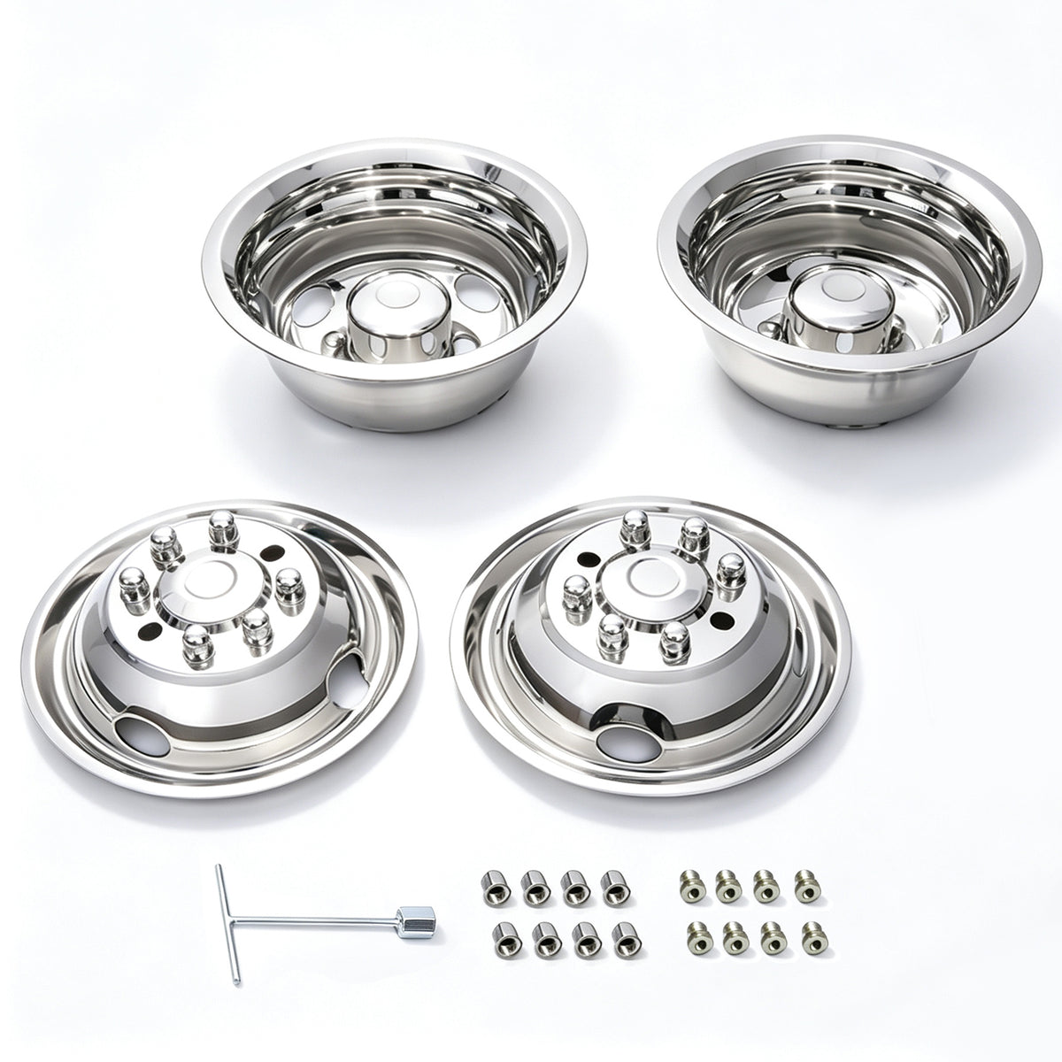 16" 304 Stainless Steel Wheel Simulators Complete Kit | Fits 2008‑2023 Ford E350 E450 Van