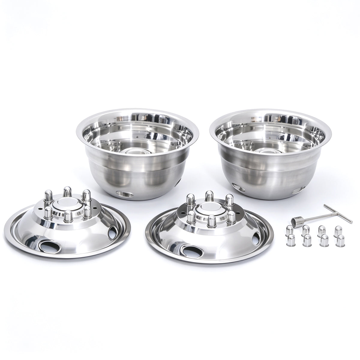 17" 304 Stainless Steel Wheel Simulators Complete Kit | Fits 2005‑2025 Ford F350 Dually