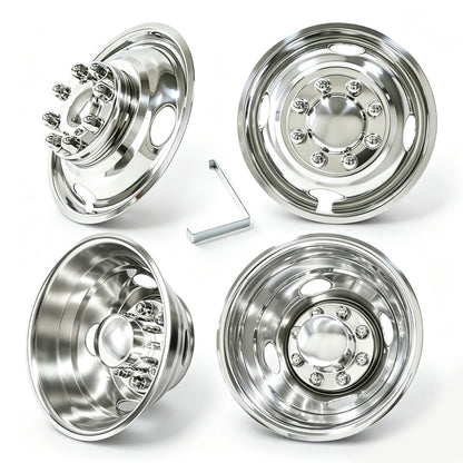 16" 304 Stainless Steel Wheel Simulators, Mirror Polished Wheel Covers for Dually Trucks