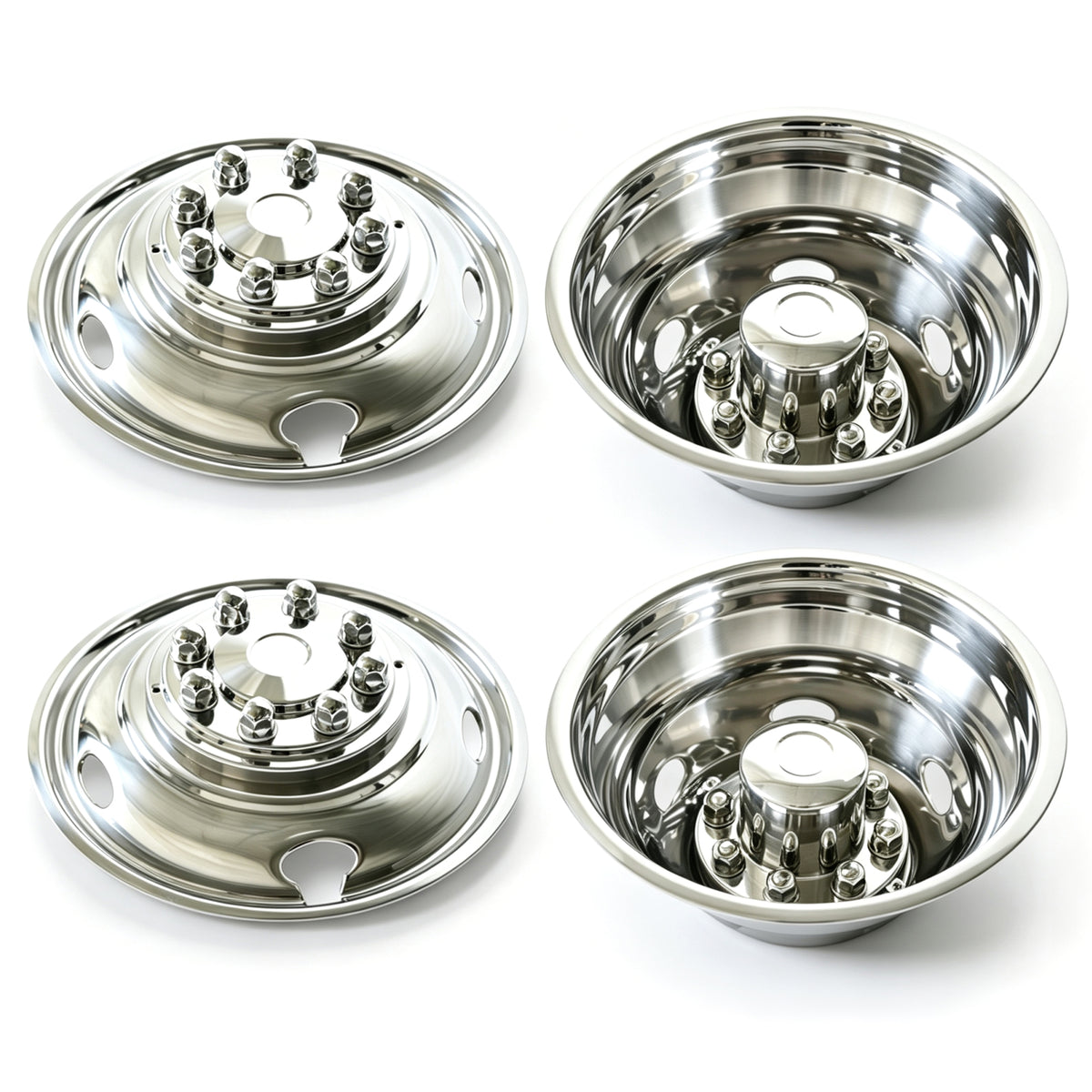17" 304 Stainless Steel Wheel Simulators Mirror Polished Wheel Covers For 2003‑2021 Dodge Ram 3500 Dually