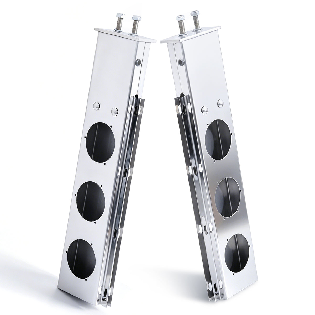 Spring‑Loaded Light Bar Brackets Pair | 430 Stainless Steel 3‑Hole Light Mount for Semi‑Trucks & Trailers